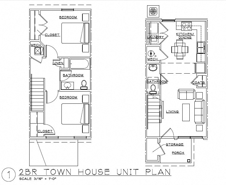 Floor plan for 2 beds, 1 bath, 800 sqft
